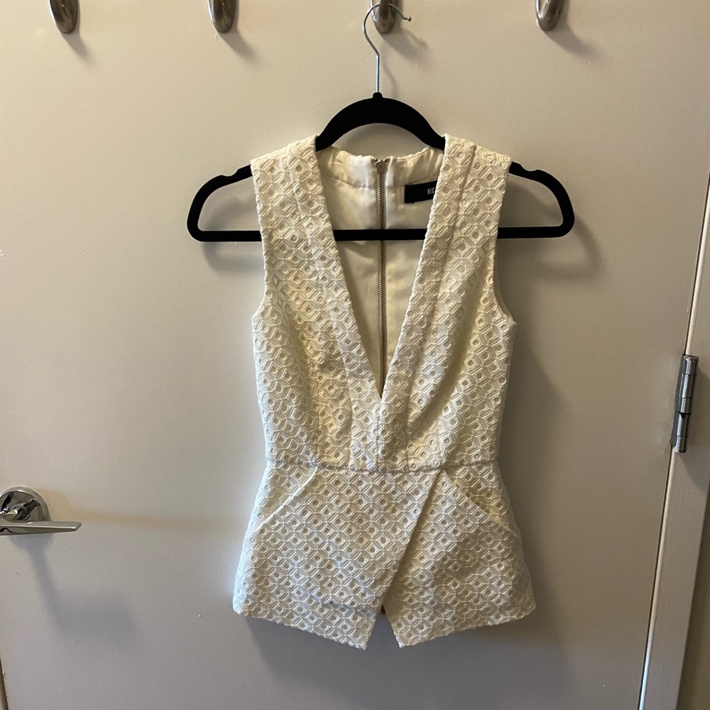 Nicholas White Geometric Lace Top Size 2